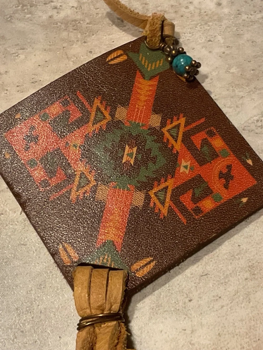 Boho Leather Tassel Keychain with Feather and Arrow Charms